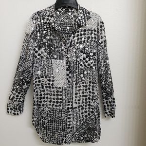 August Silk Sheer Tunic Topper Silver Accents Sm